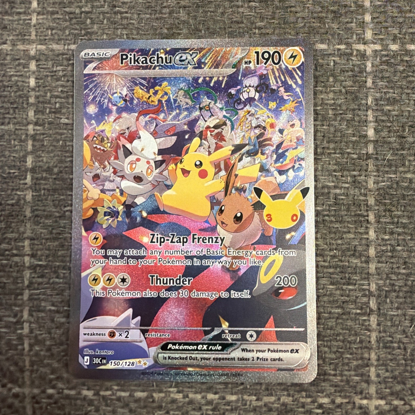 Pokémon TCG Pikachu ex SIR 30th Celebration 150/128 - NM Pokémon TCG Pikachu ex SIR 30th Celebration 150/128 - NM