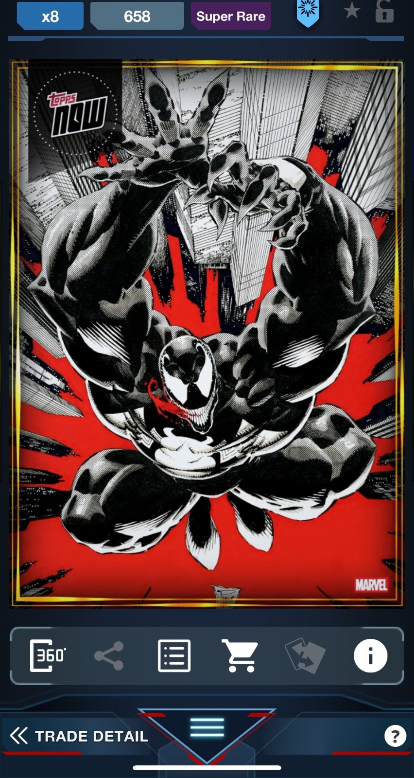 TOPPS NOW NOVEMBER 26 GOLD SUPER RARE VENOM 2025 MARVEL COLLECT DIGITAL CARD TOPPS NOW NOVEMBER 26 GOLD SUPER RARE VENOM 2025 MARVEL COLLECT DIGITAL CARD