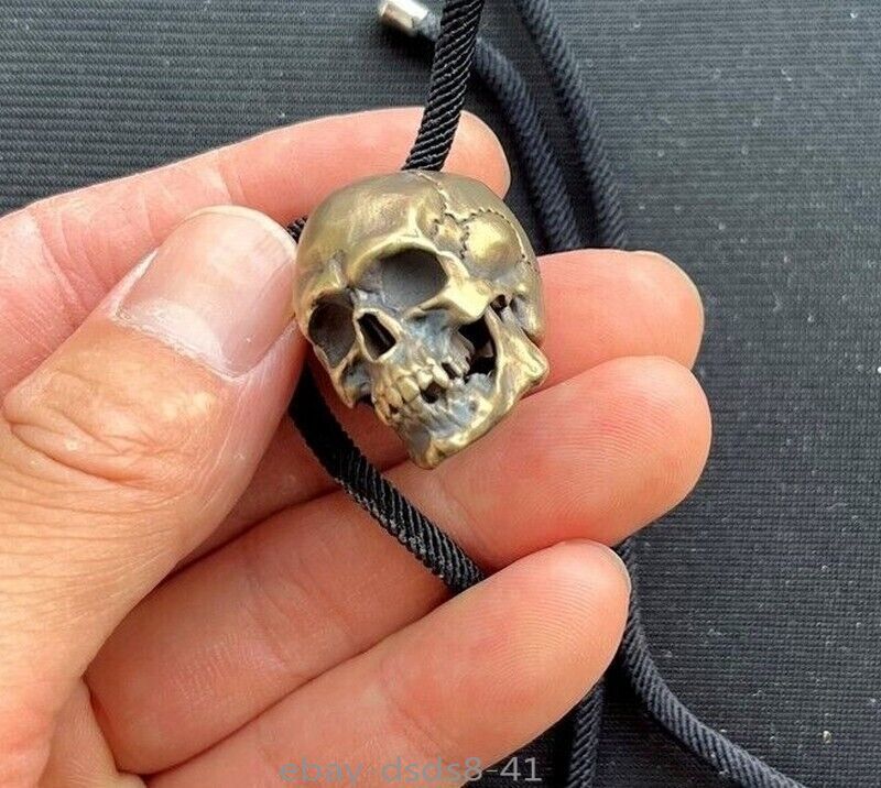 Solid Brass Skull Head Statue Pendant Chain Bead Human Skeleton Model Decor Solid Brass Skull Head Statue Pendant Chain Bead Human Skeleton Model Decor