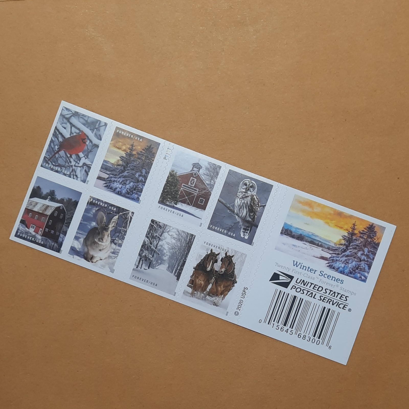 1 Sheets 2020 Winter Scenes Christmas First Class Letter 20 Pcs 78¢ MNH