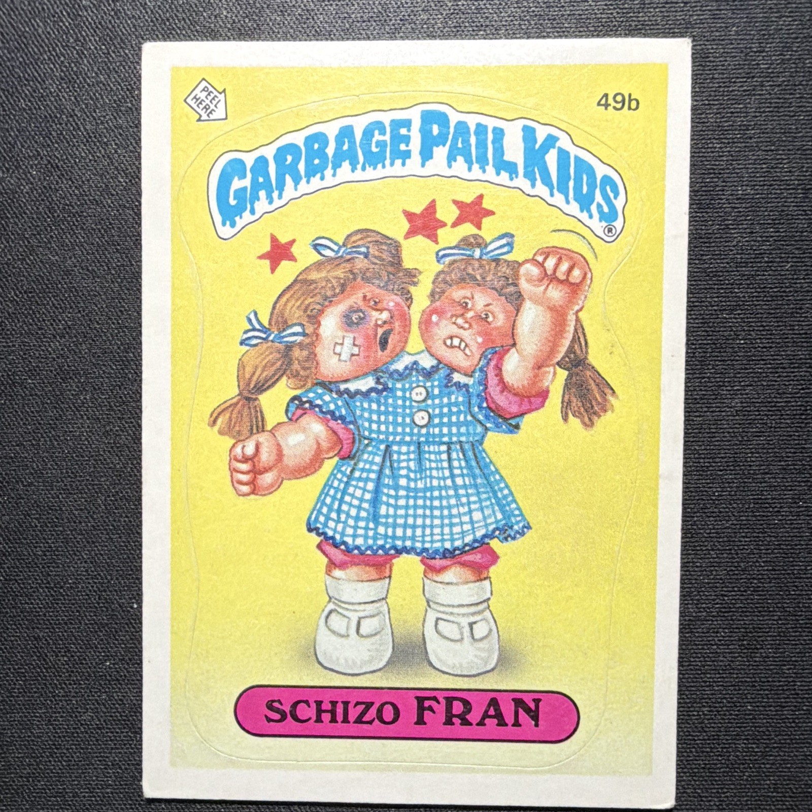 Topps 1985 Garbage Pail Kids Series 1 Schizo Fran #49b Sticker Trading Card USA