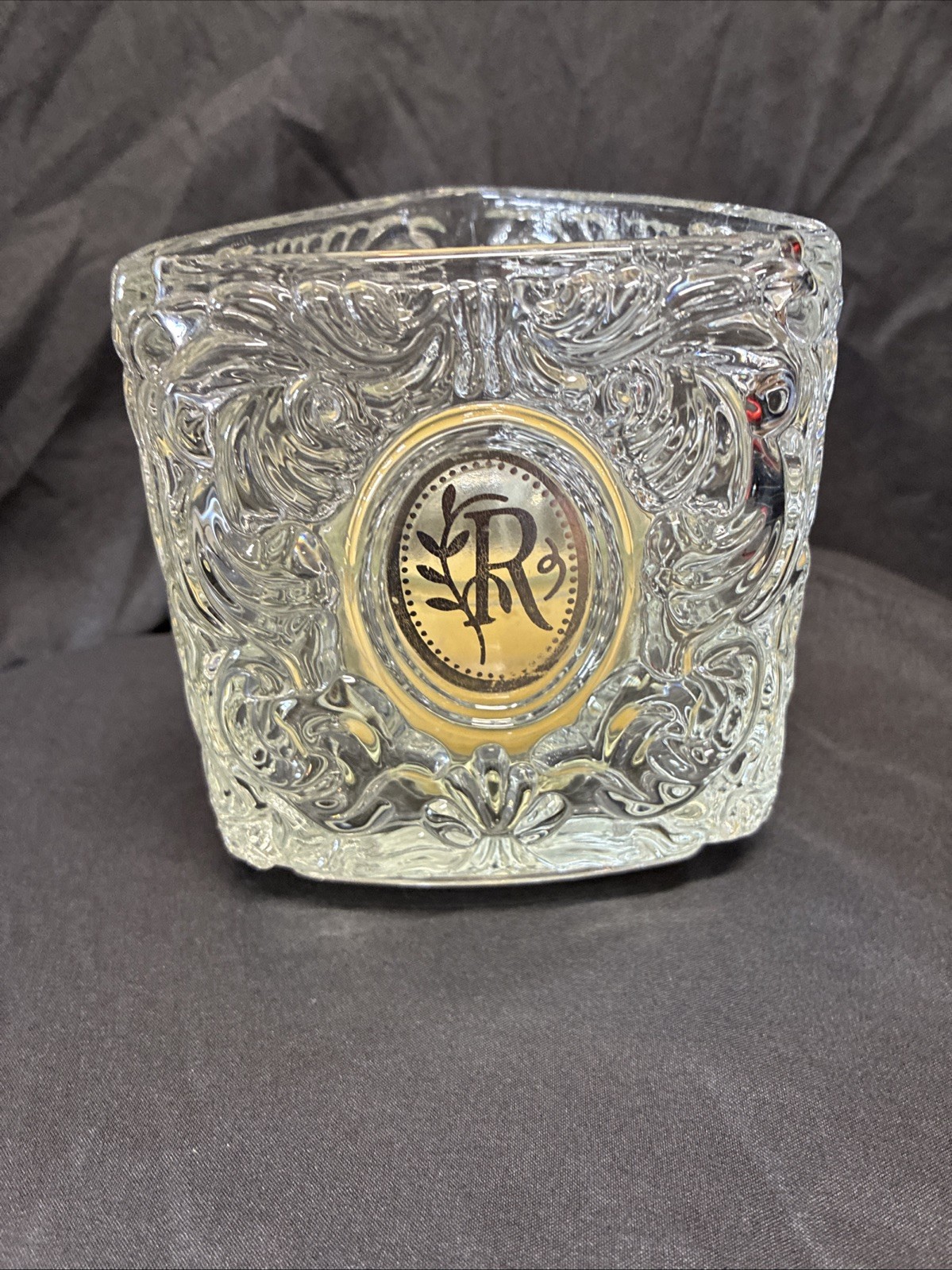 VTG 1970's Crystal Collection Avon Triangle Shape, Heavy, Embossing, “R”monogram