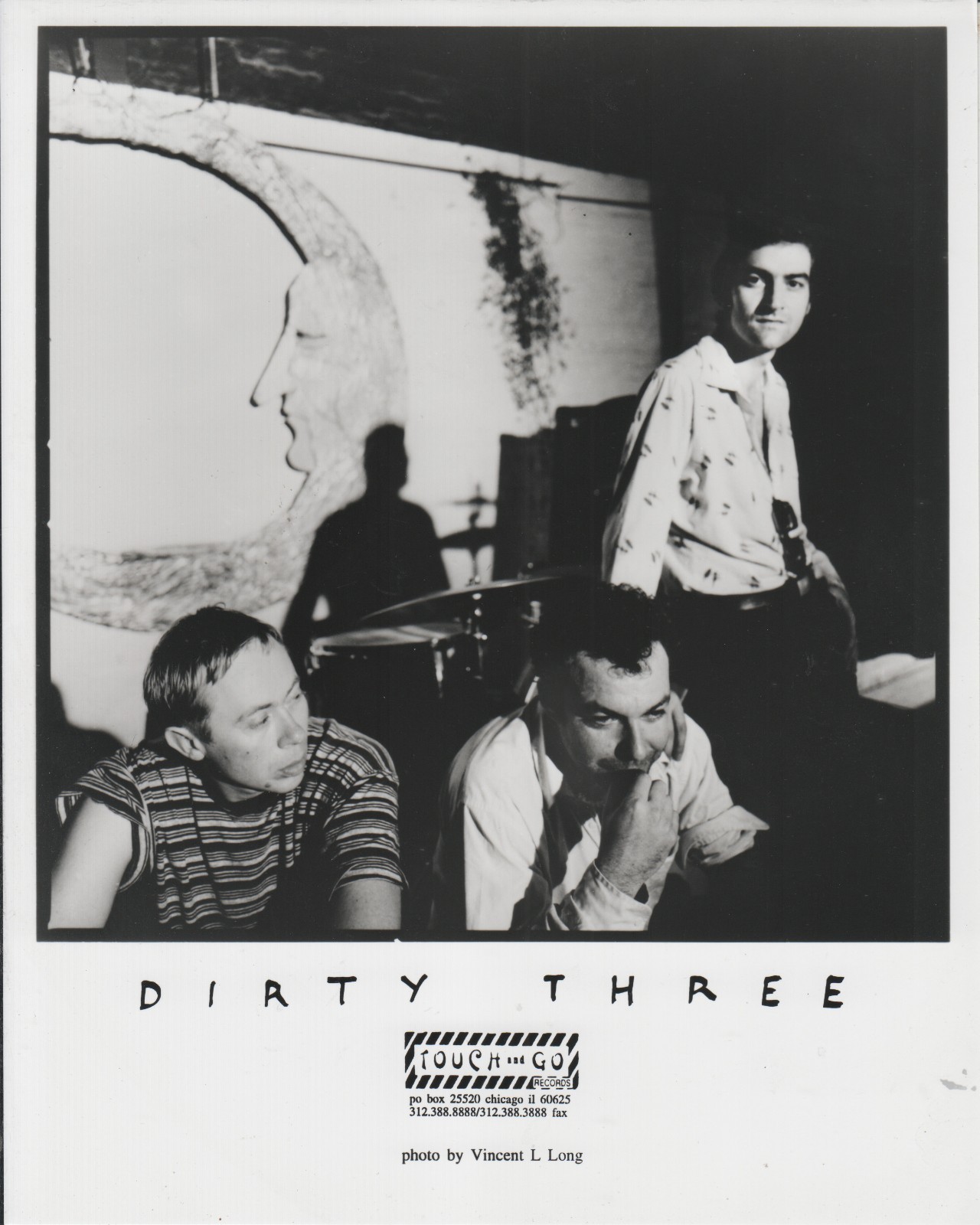 Australian Instrumental Post Punk DIRTY THREE B&W 8x10 Publicity PHOTO Australian Instrumental Post Punk DIRTY THREE B&W 8x10 Publicity PHOTO