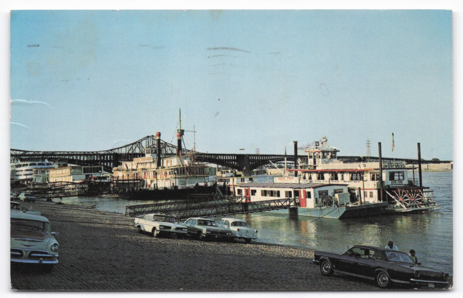 St. Louis Riverfront Riverboats Eads Bridge 1970 Postcard Grossmann Photo St. Louis Riverfront Riverboats Eads Bridge 1970 Postcard Grossmann Photo