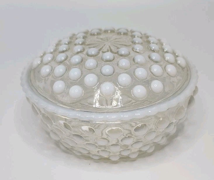 Vintage Fenton Clear Opalescent Hobnail Glass 4