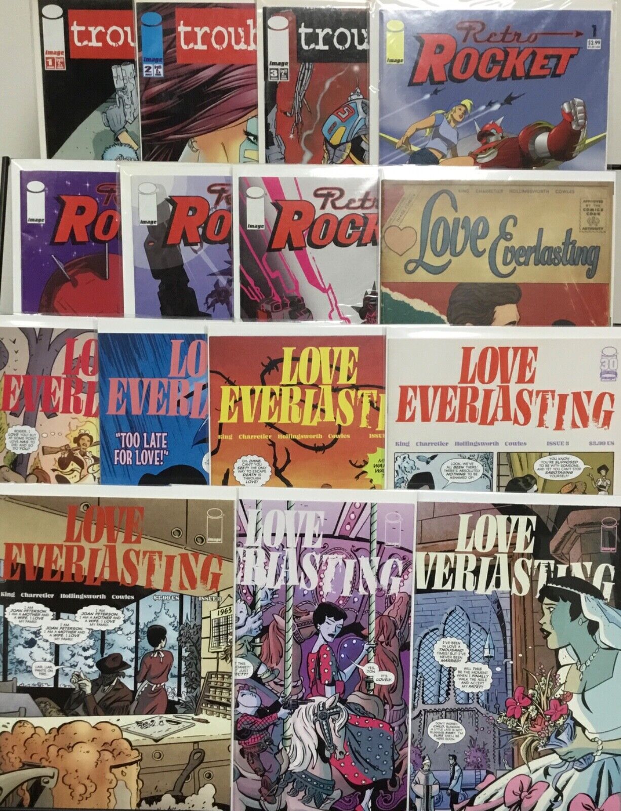 Image Comics Retro Rocket 1-4, Troubleman 1-3, Love Everlasting 1-8