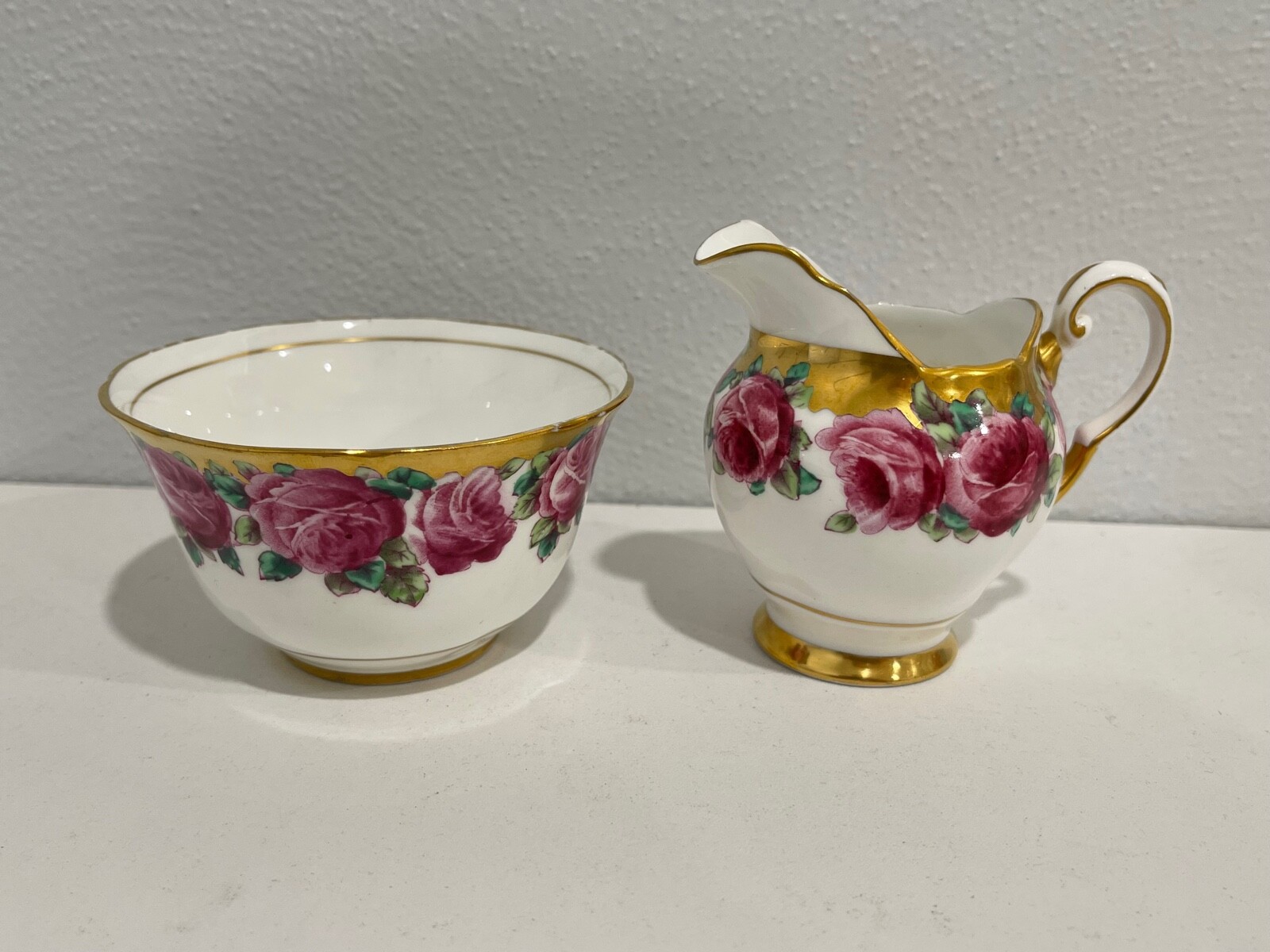 Vtg RH & SL Plant Tuscan Rose Pattern Bone China Porcelain Creamer & Sugar Dish Vtg RH & SL Plant Tuscan Rose Pattern Bone China Porcelain Creamer & Sugar Dish