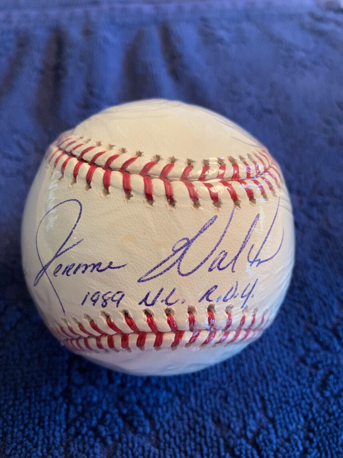 Jerome Walton 1989 NL ROY Autographed OML Baseball w/COA Stark White 