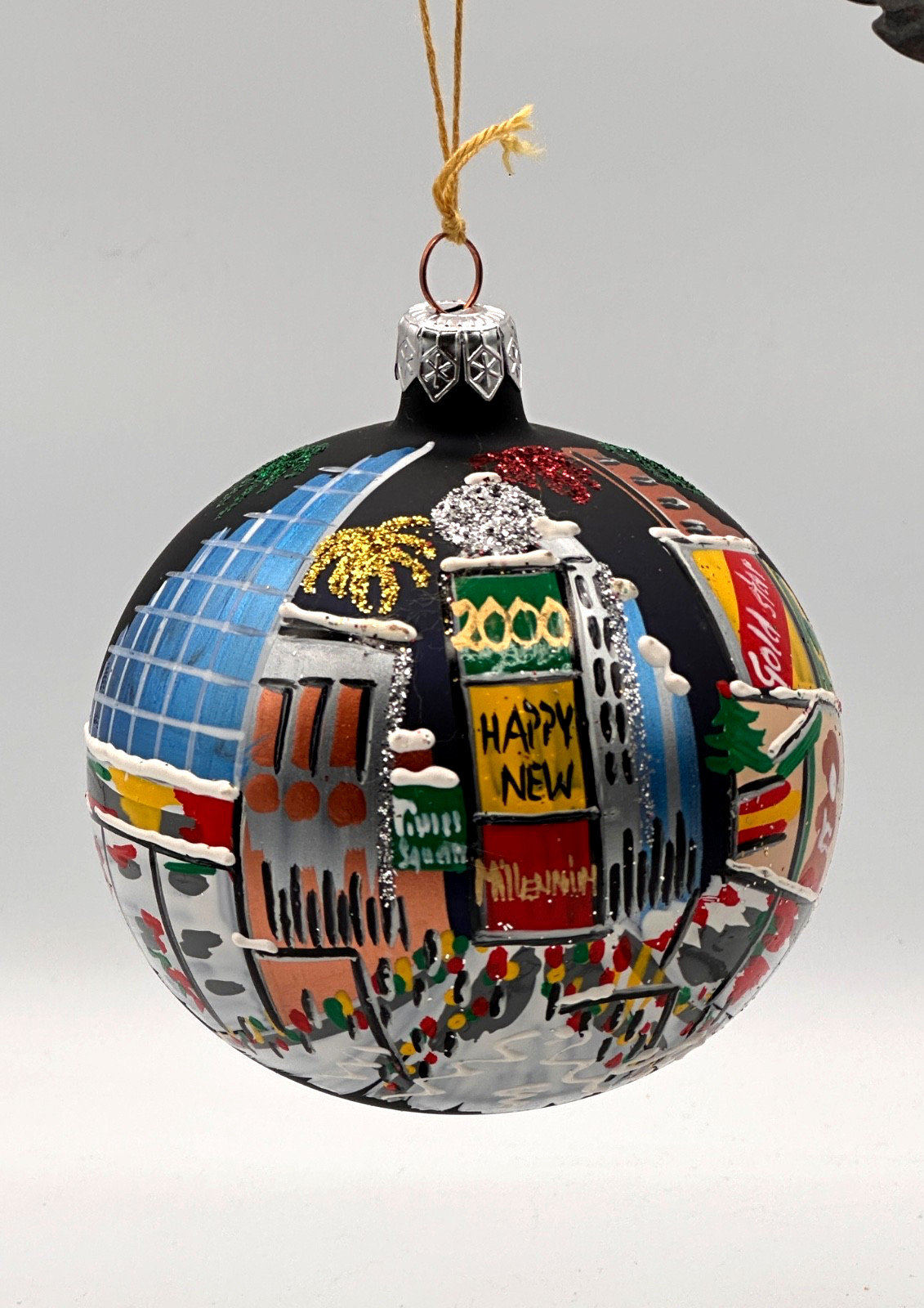 Vintage Elegance European Glass Times Square NYC Ornament Hand Painted IOB