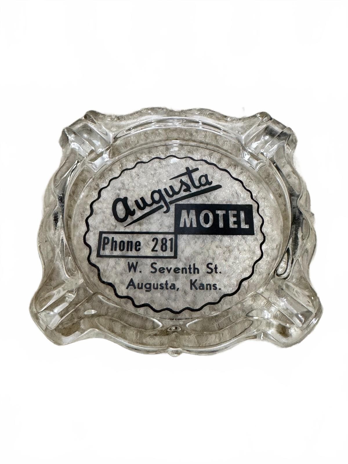 Vintage 1950s Augusta Motel Kansas Glass Advertising Ashtray Rare Phone 281 Vintage 1950s Augusta Motel Kansas Glass Advertising Ashtray Rare Phone 281