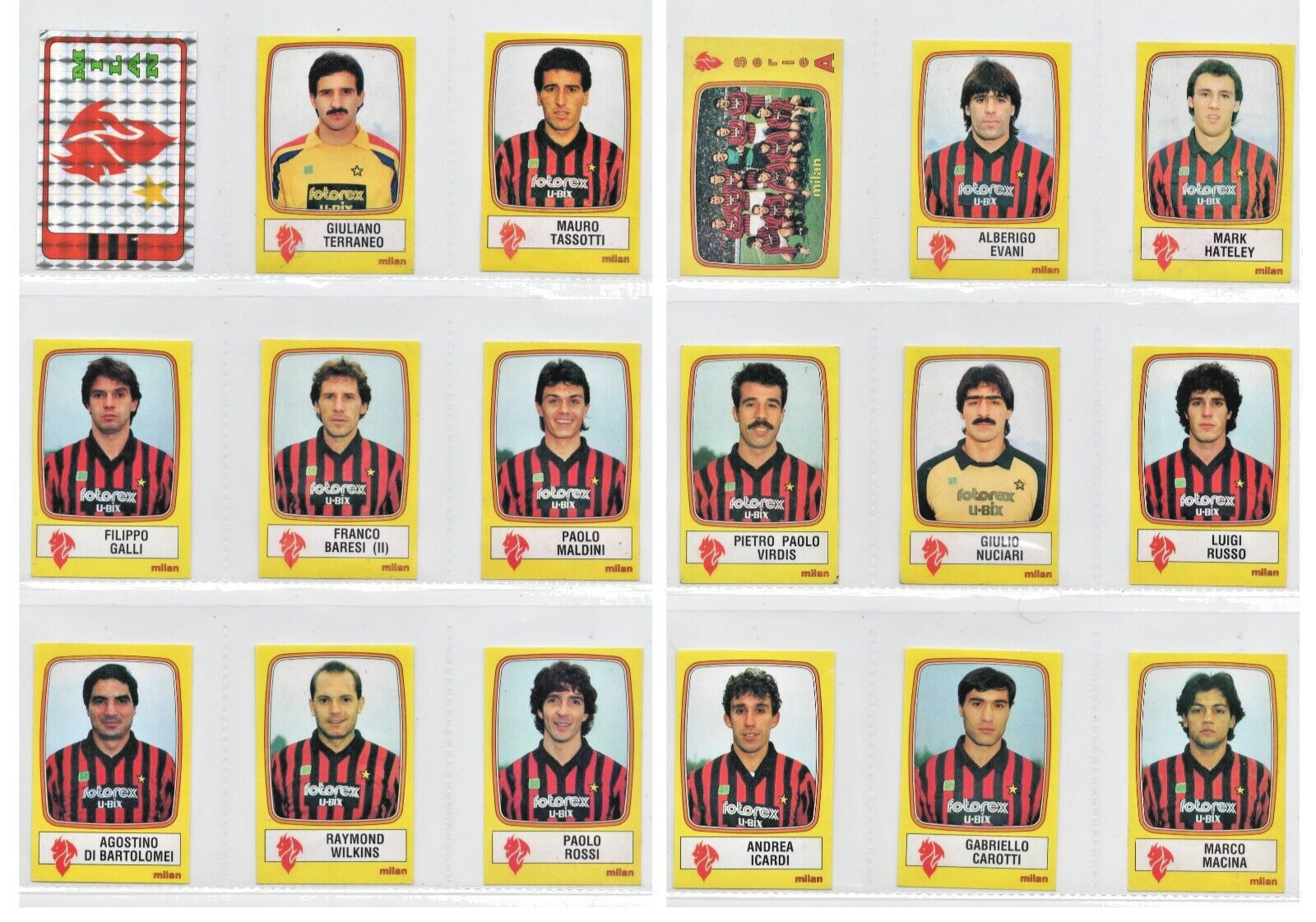 PANINI 1985/86 TEAM MILAN FOOTBALLERS FIGURES COMPLETE WITH MALDINI RECOVERED PANINI 1985/86 TEAM MILAN FOOTBALLERS FIGURES COMPLETE WITH MALDINI RECOVERED