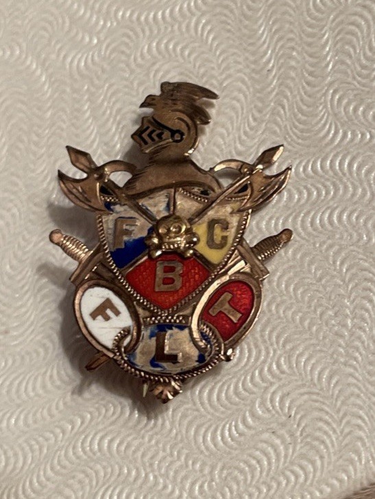 Pristine Antique Knights of Pythias Rose Gold Filled Enamel Lapel Pin GF C Clasp Pristine Antique Knights of Pythias Rose Gold Filled Enamel Lapel Pin GF C Clasp