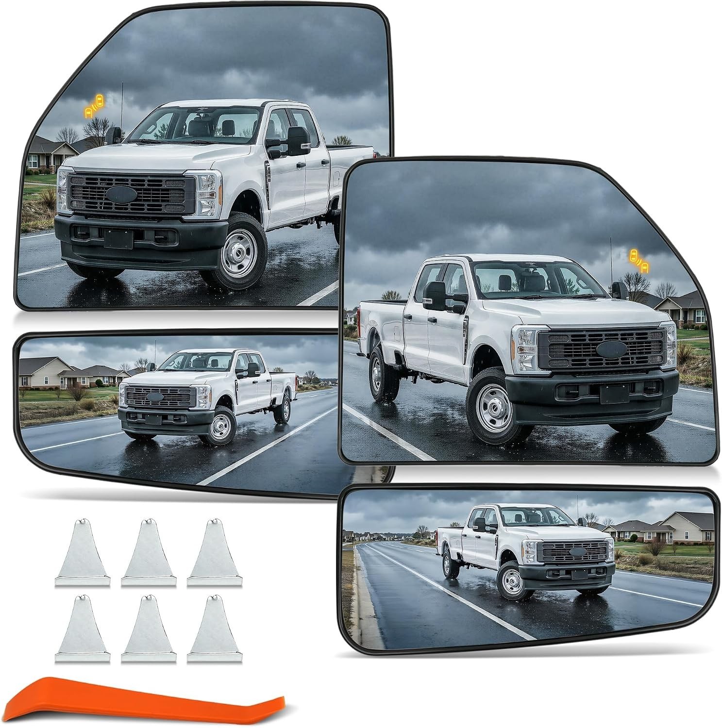 4 Pack Heated Towing Mirror Glass Replacement for Ford F150 F250 F350 2015-2024