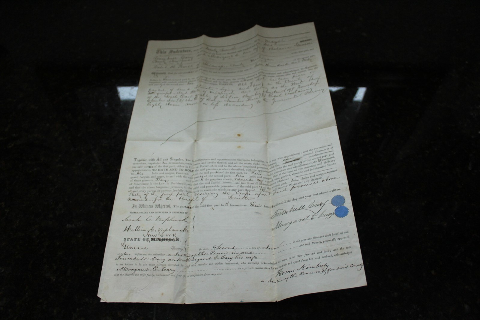 Antique Handwritten Indenture Deed 1862 With Notary Stamp Inclusion New York Antique Handwritten Indenture Deed 1862 With Notary Stamp Inclusion New York