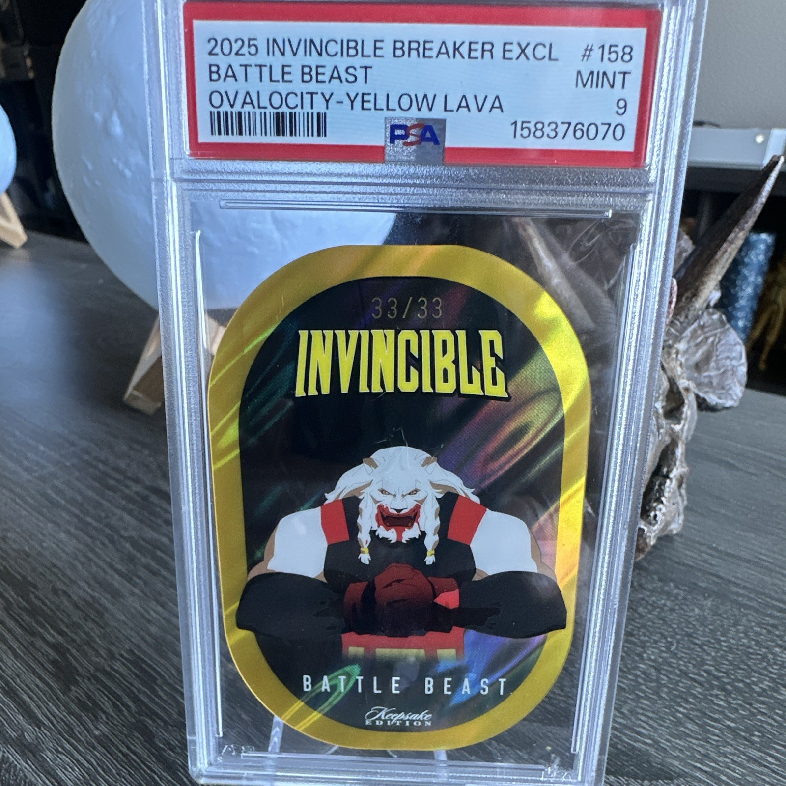Invincible 2025 Breaker Exclusive #158 Battle Beast Yellow Lava 33/33 PSA 9π₯π₯ Invincible 2025 Breaker Exclusive #158 Battle Beast Yellow Lava 33/33 PSA 9π₯π₯