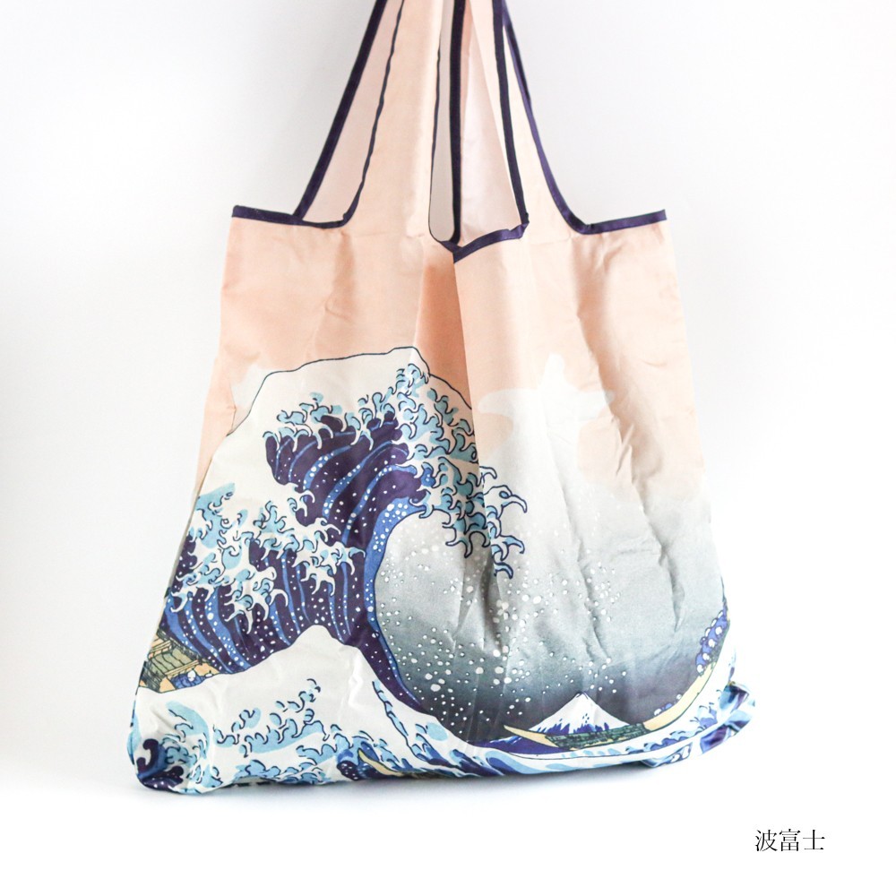 Hokusai-Style Japanese Wave Mt. Fuji Reusable Foldable Tote Bag - US Seller