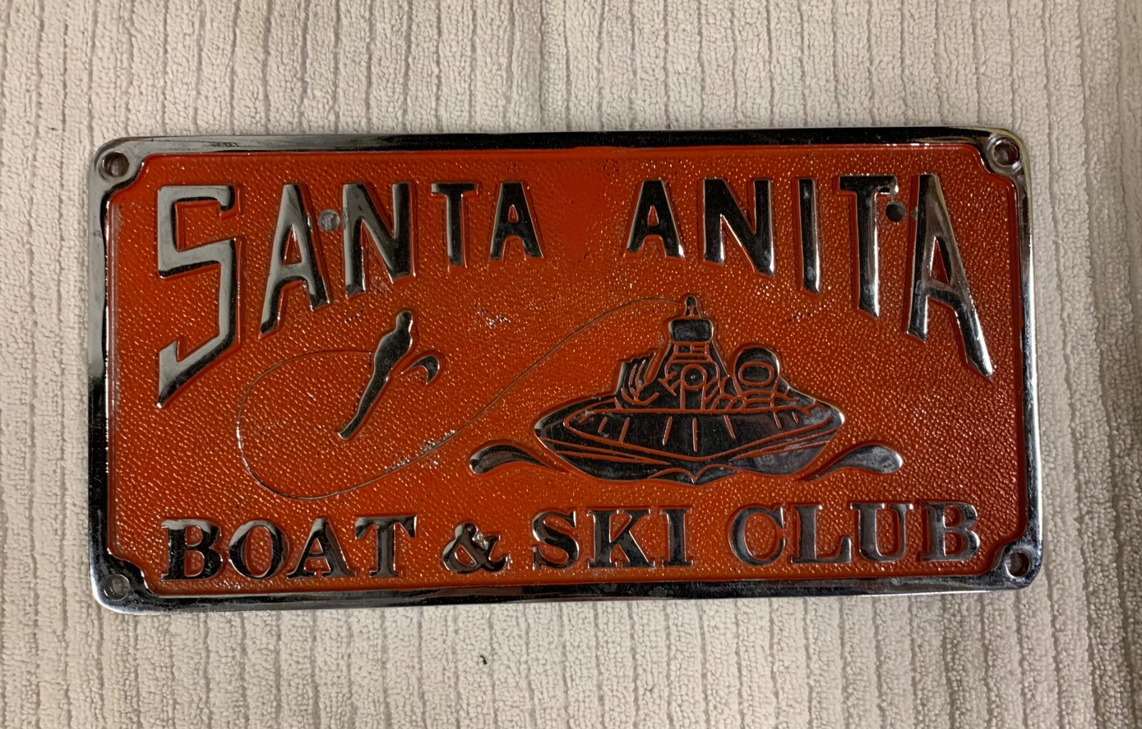 Vintage SANTA ANITA BOAT & SKI CLUB - Stylized Emblem Co - Car Club Plaque Vintage SANTA ANITA BOAT & SKI CLUB - Stylized Emblem Co - Car Club Plaque