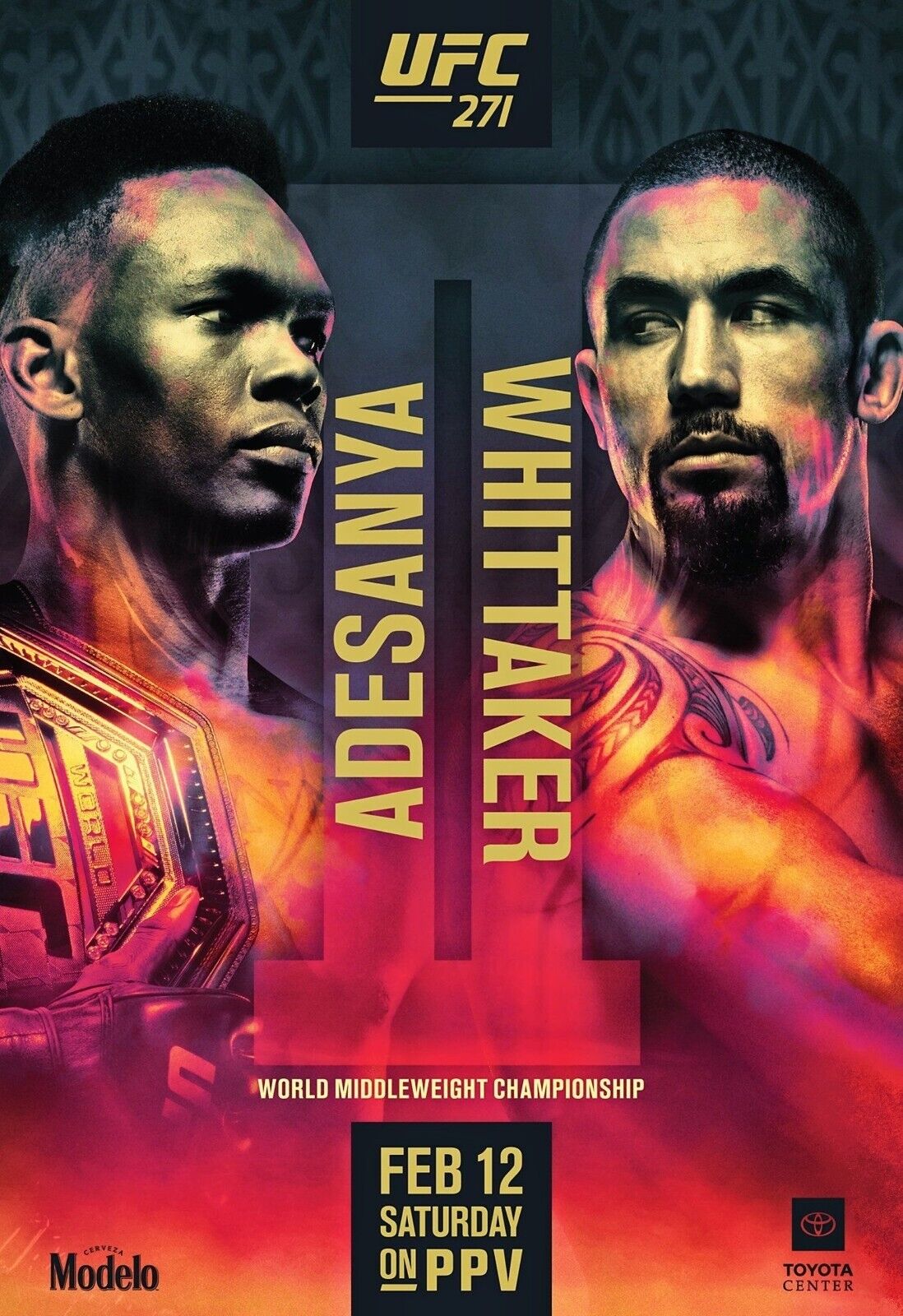 UFC 271 Fight Poster 11x17 Inches - Israel Adesanya vs Robert Whittaker 2 | NEW