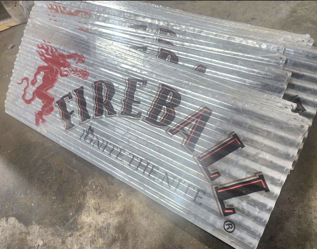 Fireball Whisky Corregated Metal Sign 24\ Fireball Whisky Corregated Metal Sign 24\