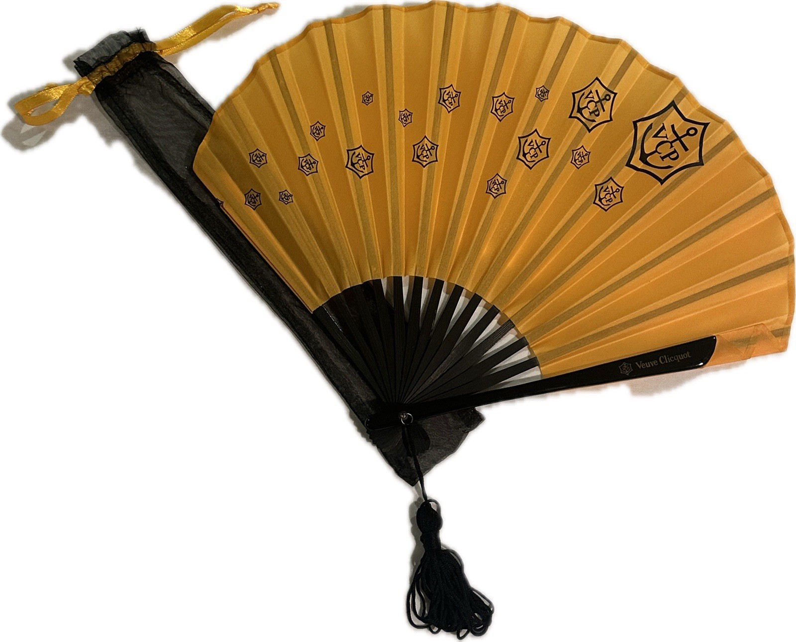 Vintage Veuve Clicquot champagne fan with Dustbag. RARE. New. Vintage Veuve Clicquot champagne fan with Dustbag. RARE. New.