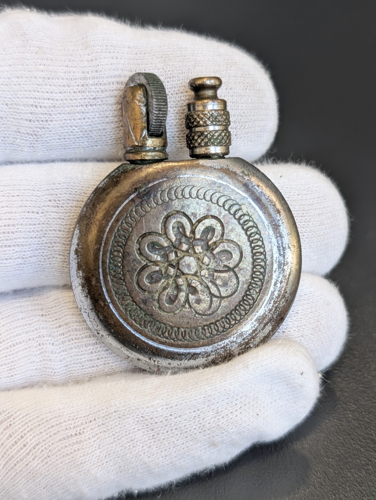 Antique Vintage Pocket Lighter Ornate Engraved Metal Restoration Project WWI Era