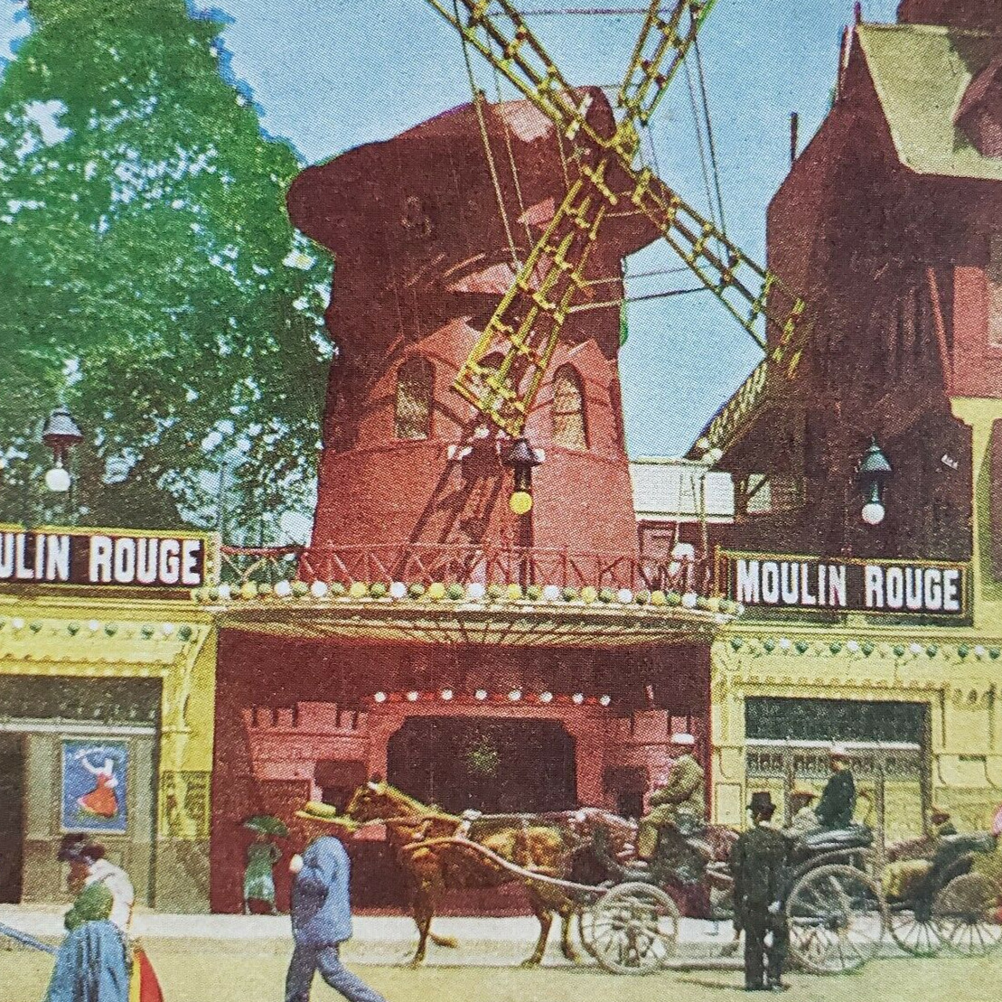Moulin Rouge Paris France Windmill Street Scene Cabaret 1900s Stereoview K186