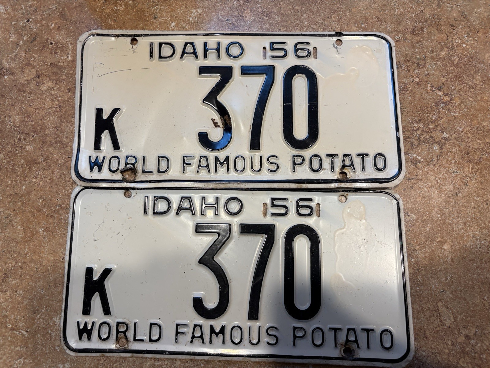 1956 Idaho License Plates Pair K 370 \ 1956 Idaho License Plates Pair K 370 \