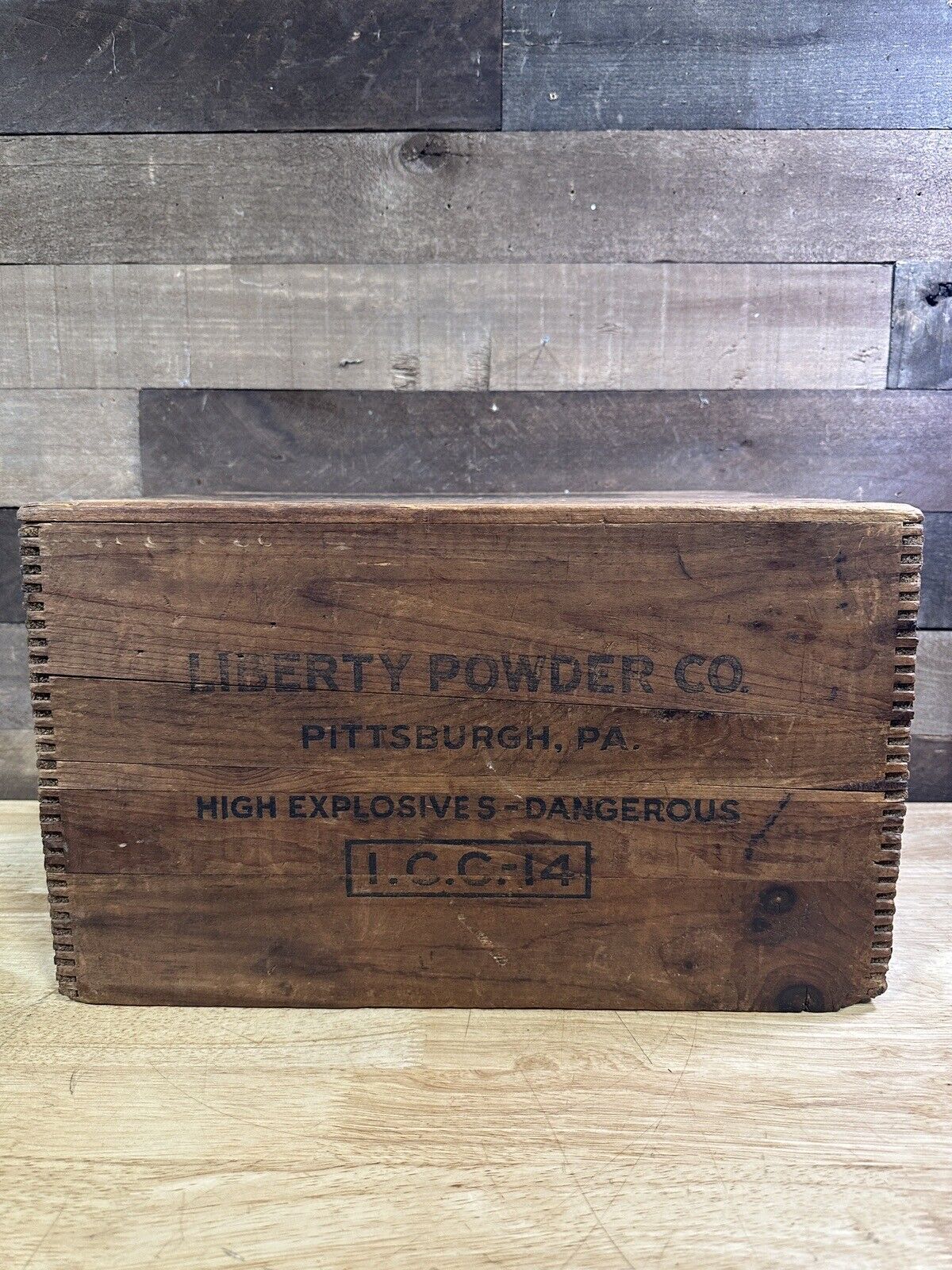 Vintage Liberty Powder Co High Explosives Wooden Box Stamped