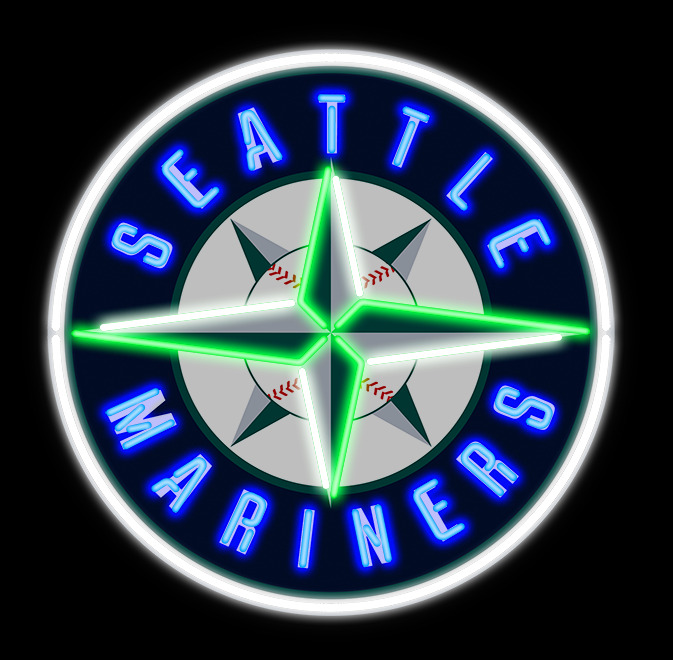 Seattle Mariners Logo Neon Light Sign 24x24 Lamp With HD Vivid Printing