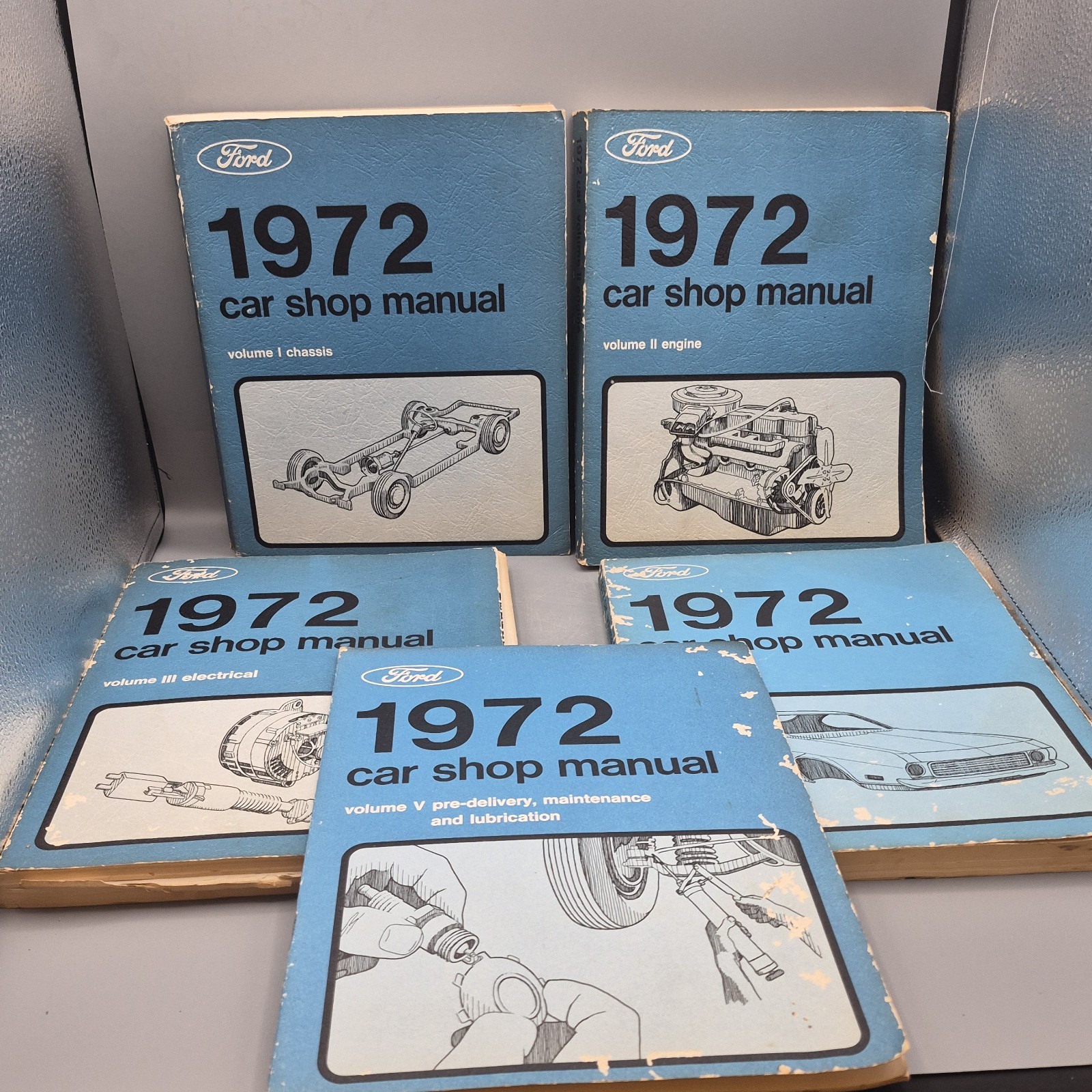 1972 Ford Car Shop Manuals Volumes 1 2 3 4 & 5 Vintage Original Genuine  