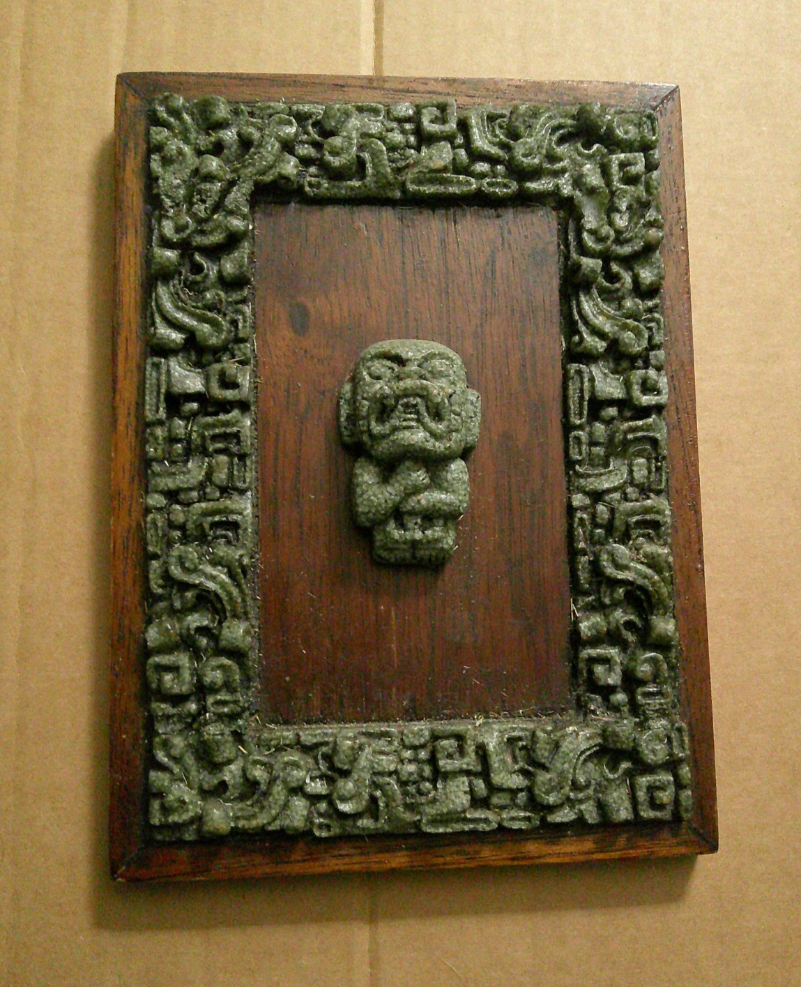 Vintage Zarebski Mayan/Aztec Inspired Deity 3D Hanging Wall Art Plaque