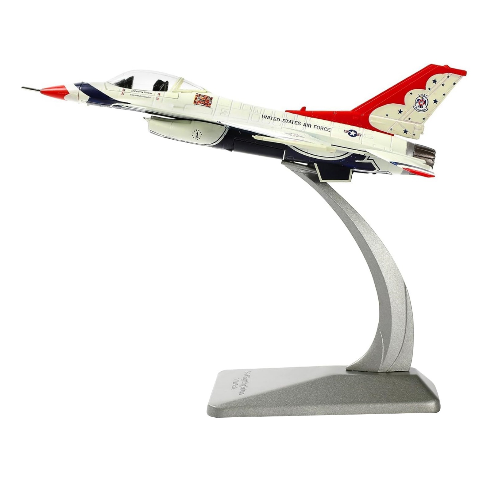 1/100 Scale Diecast F-16 Fighter Jet Model Thunderbirds USAF Version w/Stand