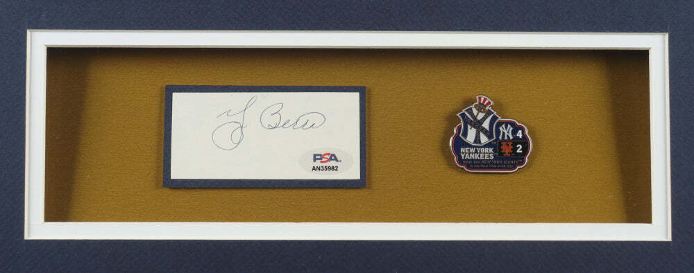 Yogi Berra Signed Yankees Custom Framed Cut Display with Jersey, 1951 Hall of Fa