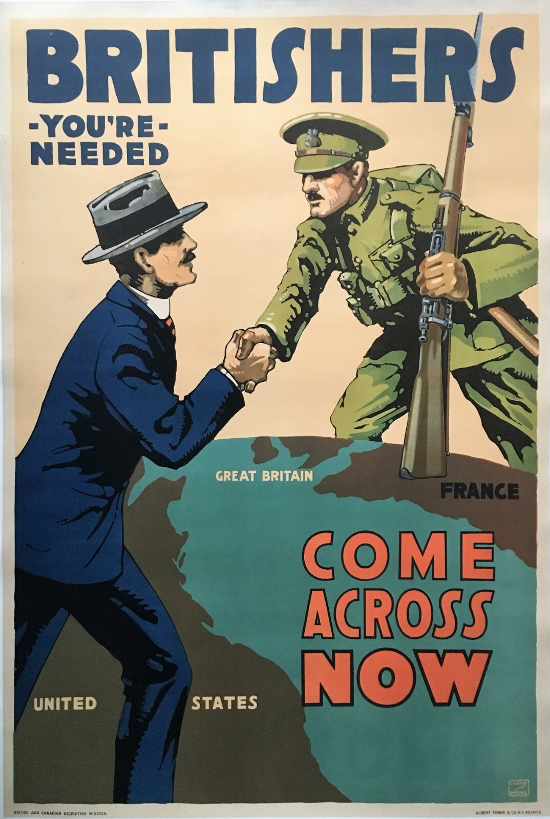 Original First World War British-American Recruiting Poster