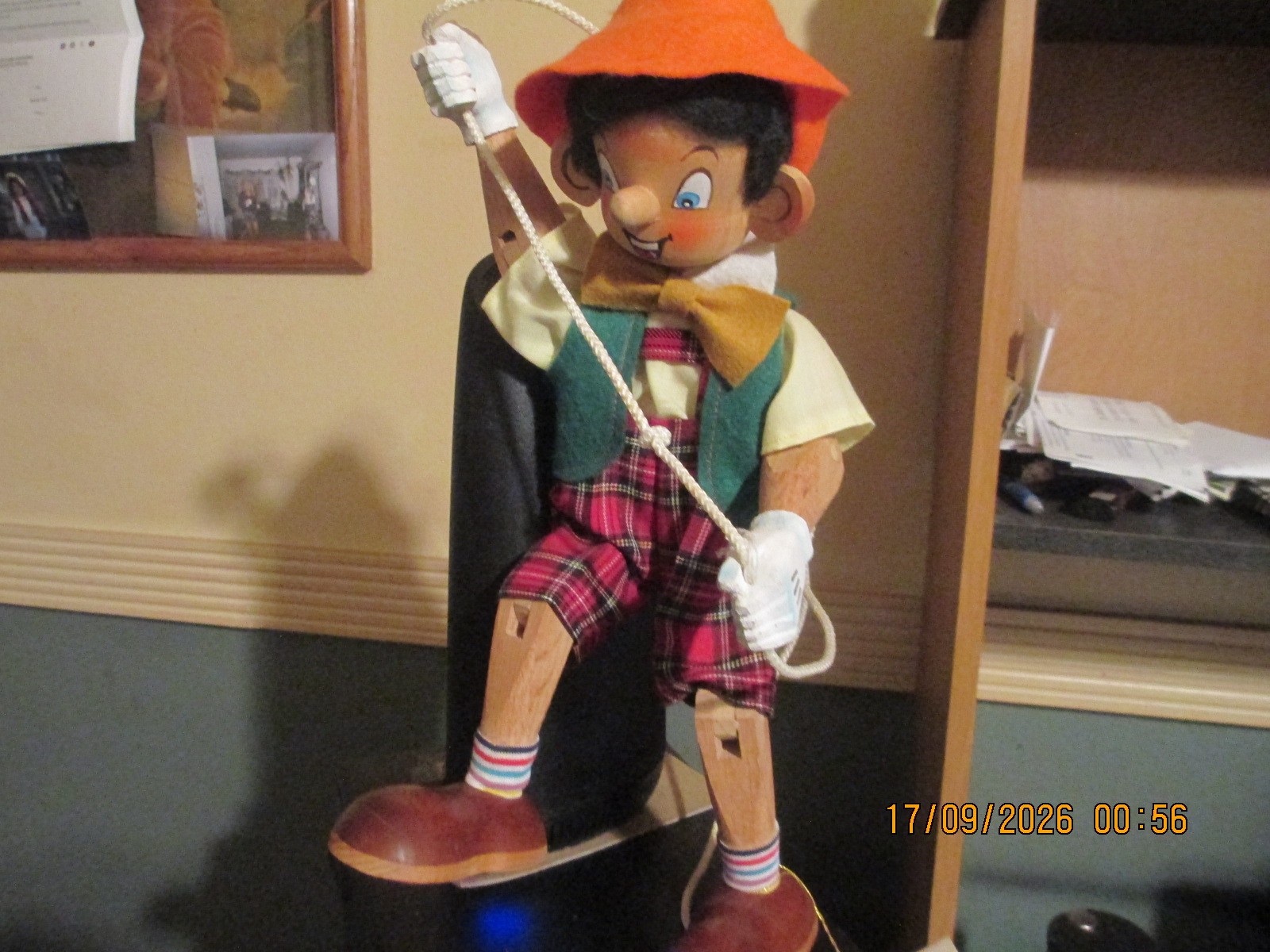 VTG HAND CARVE PINOCCHIO ON A ROPE SIGN JOSEPH AN IRENE VTG HAND CARVE PINOCCHIO ON A ROPE SIGN JOSEPH AN IRENE
