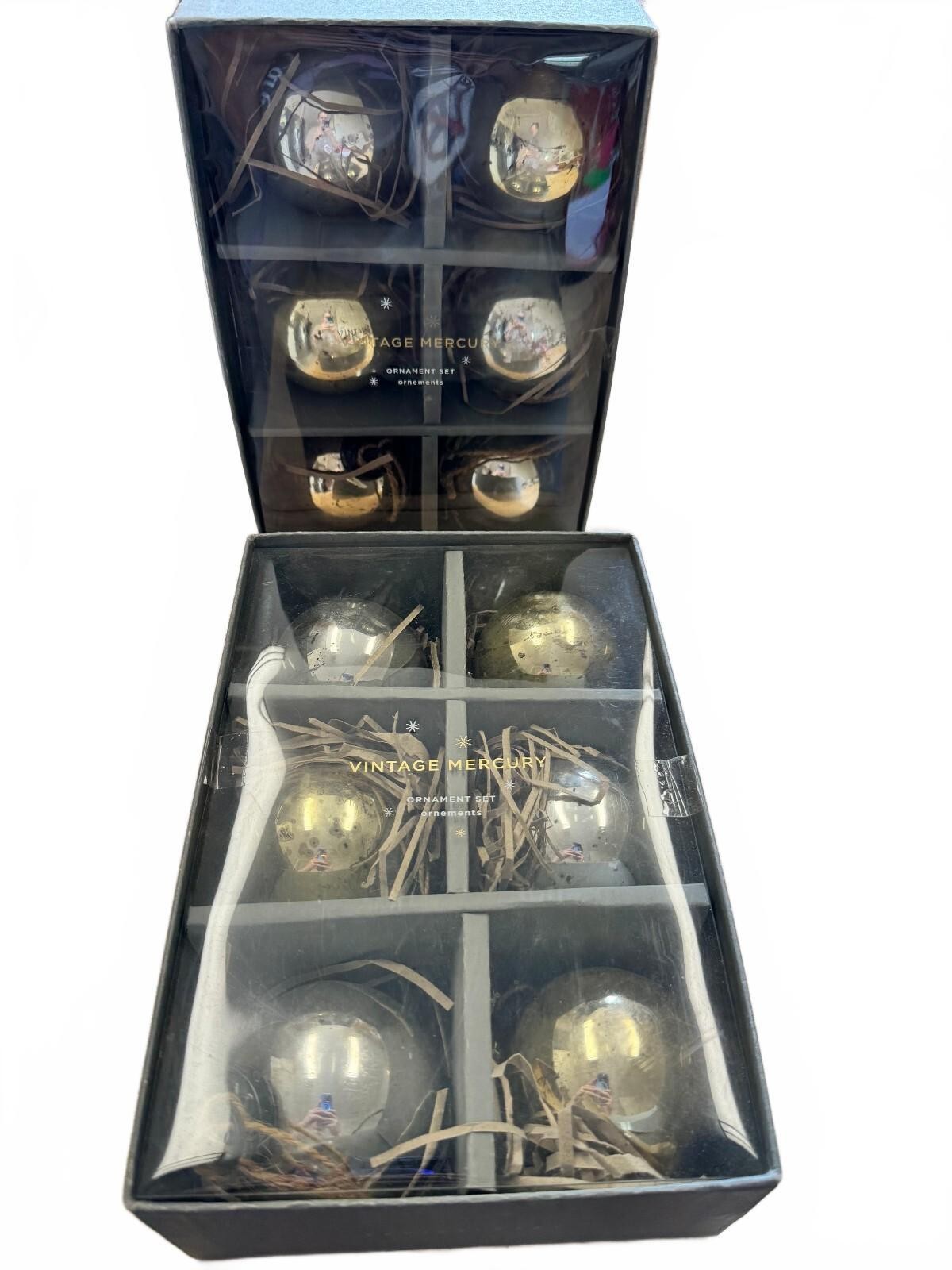Pottery Barn Vintage Mercury Glass Ball Ornaments Gold Silver Set of 12 Pottery Barn Vintage Mercury Glass Ball Ornaments Gold Silver Set of 12