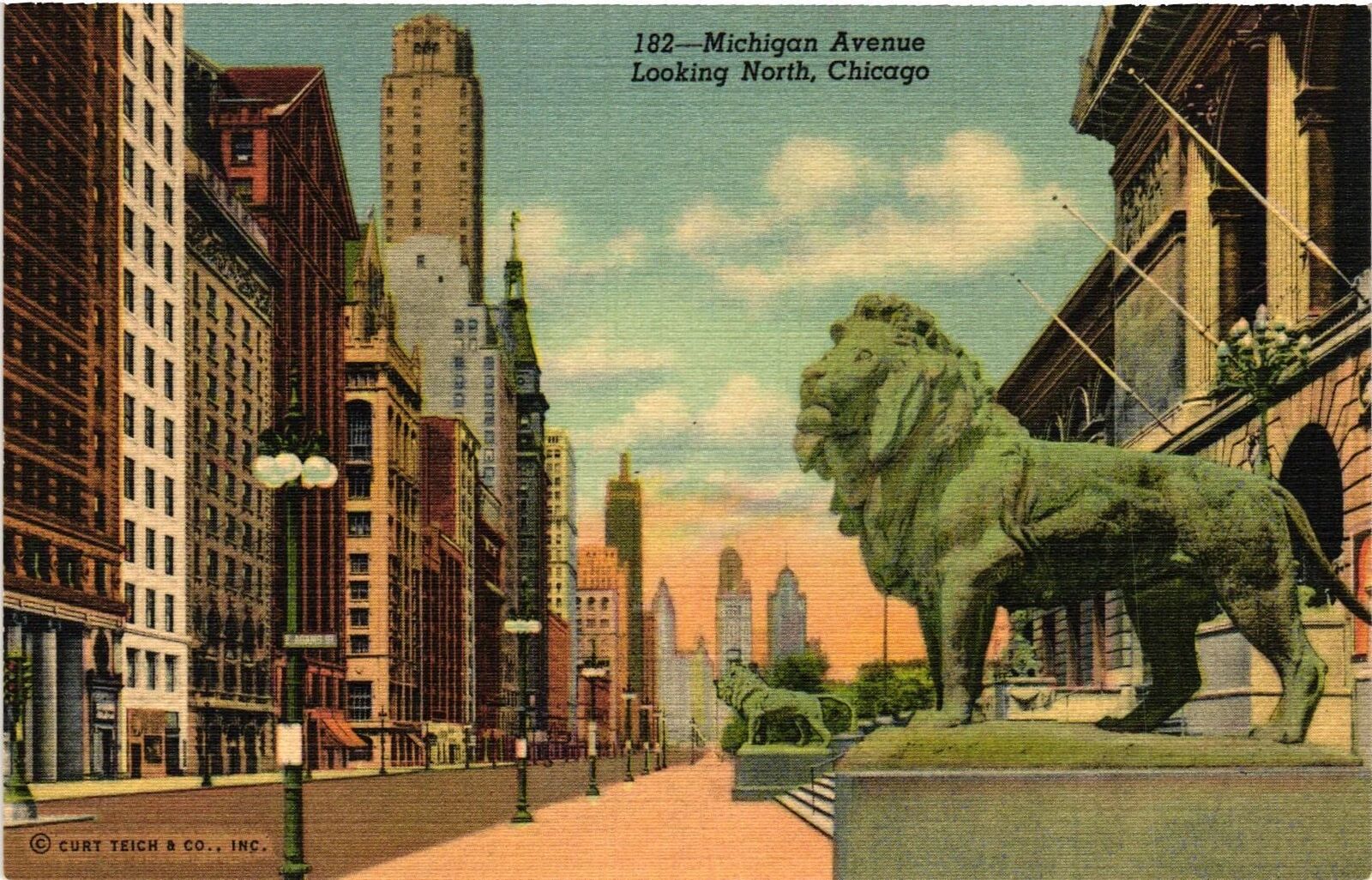 Vintage Postcard- MICHIGAN AVENUE, CHICAGO, IL.
