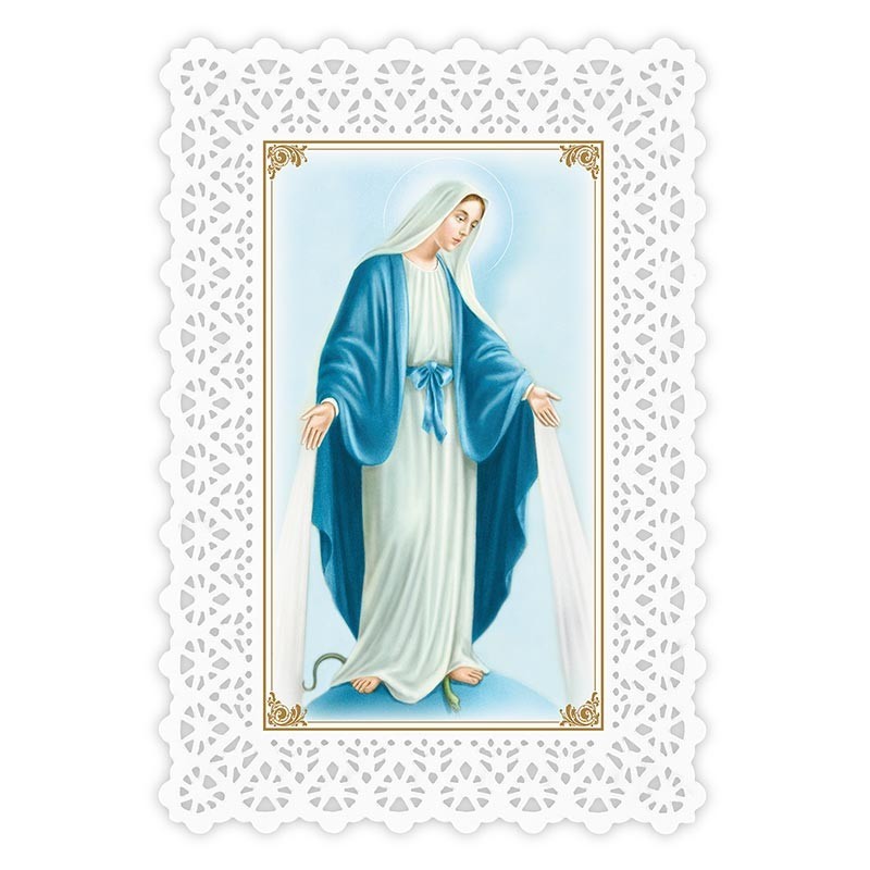 Our Lady of Grace and Hail Mary Prayer - Laminated Lace Holy Card Our Lady of Grace and Hail Mary Prayer - Laminated Lace Holy Card