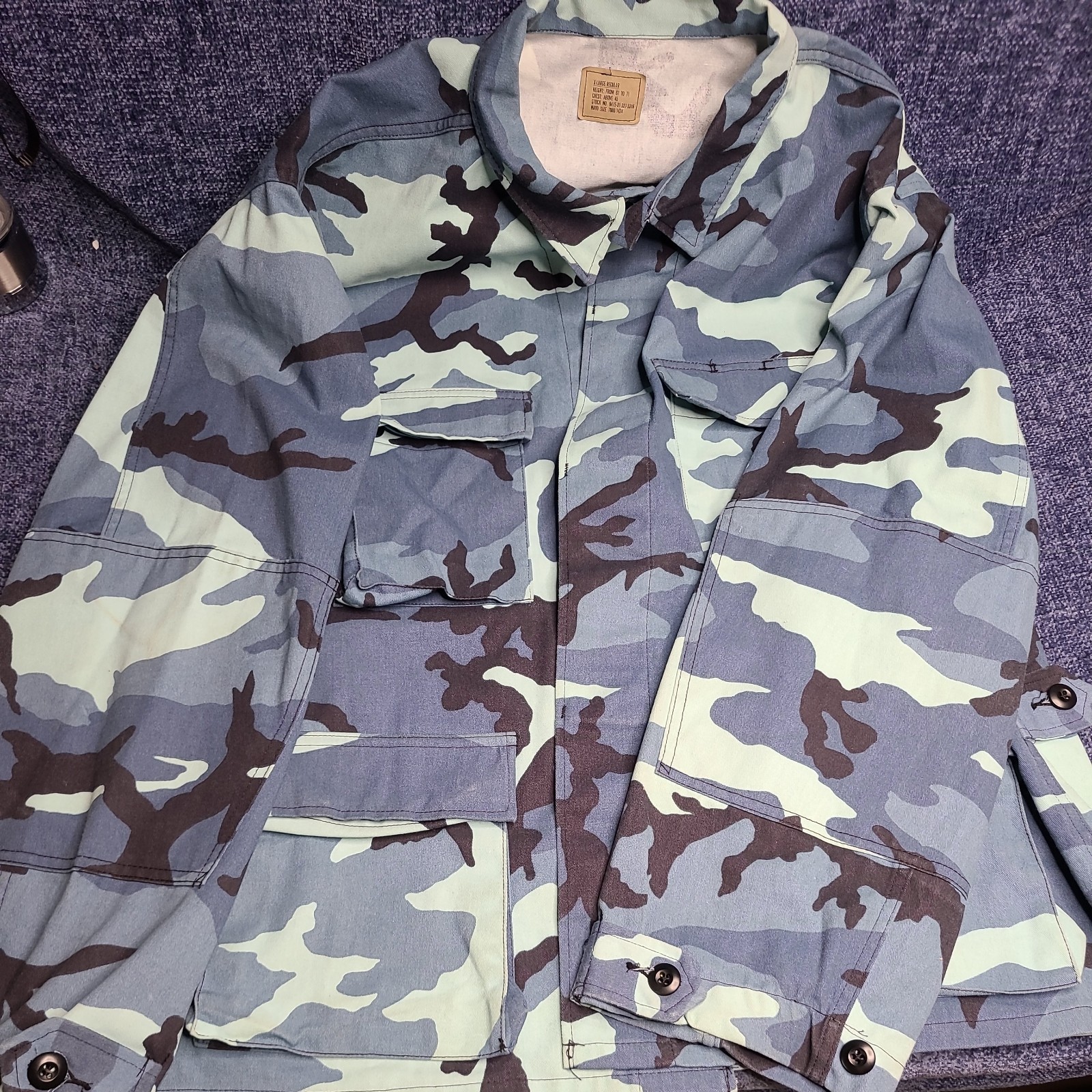 Vintage Rothco Tactical Battle Dress BDU Jacket Blue Camo USA Made Mens XL/R Vintage Rothco Tactical Battle Dress BDU Jacket Blue Camo USA Made Mens XL/R
