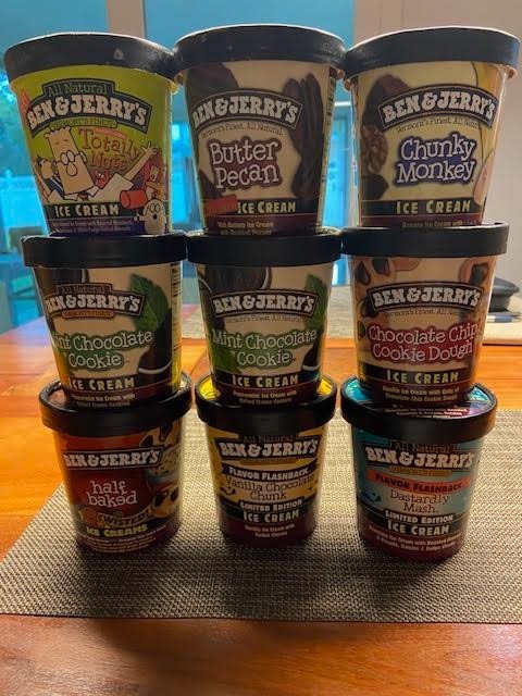 Vintage Ben & Jerry's lot of 9 EMPTY Ice Cream 1999-2008 Pint Containers Vintage Ben & Jerry's lot of 9 EMPTY Ice Cream 1999-2008 Pint Containers