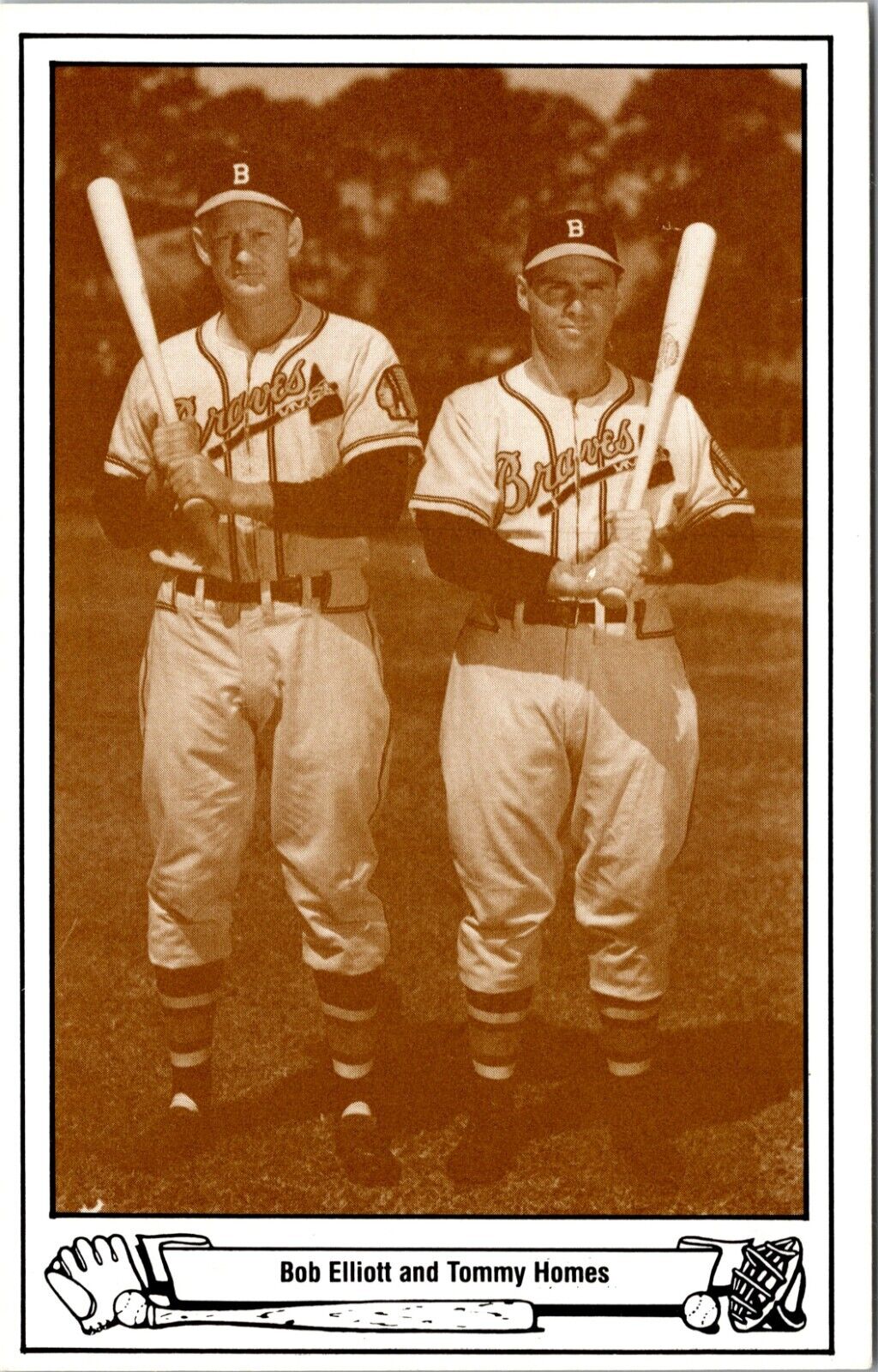 1948 Boston Braves Baseball Team Bob Elliott & Tommy Holmes Postcard