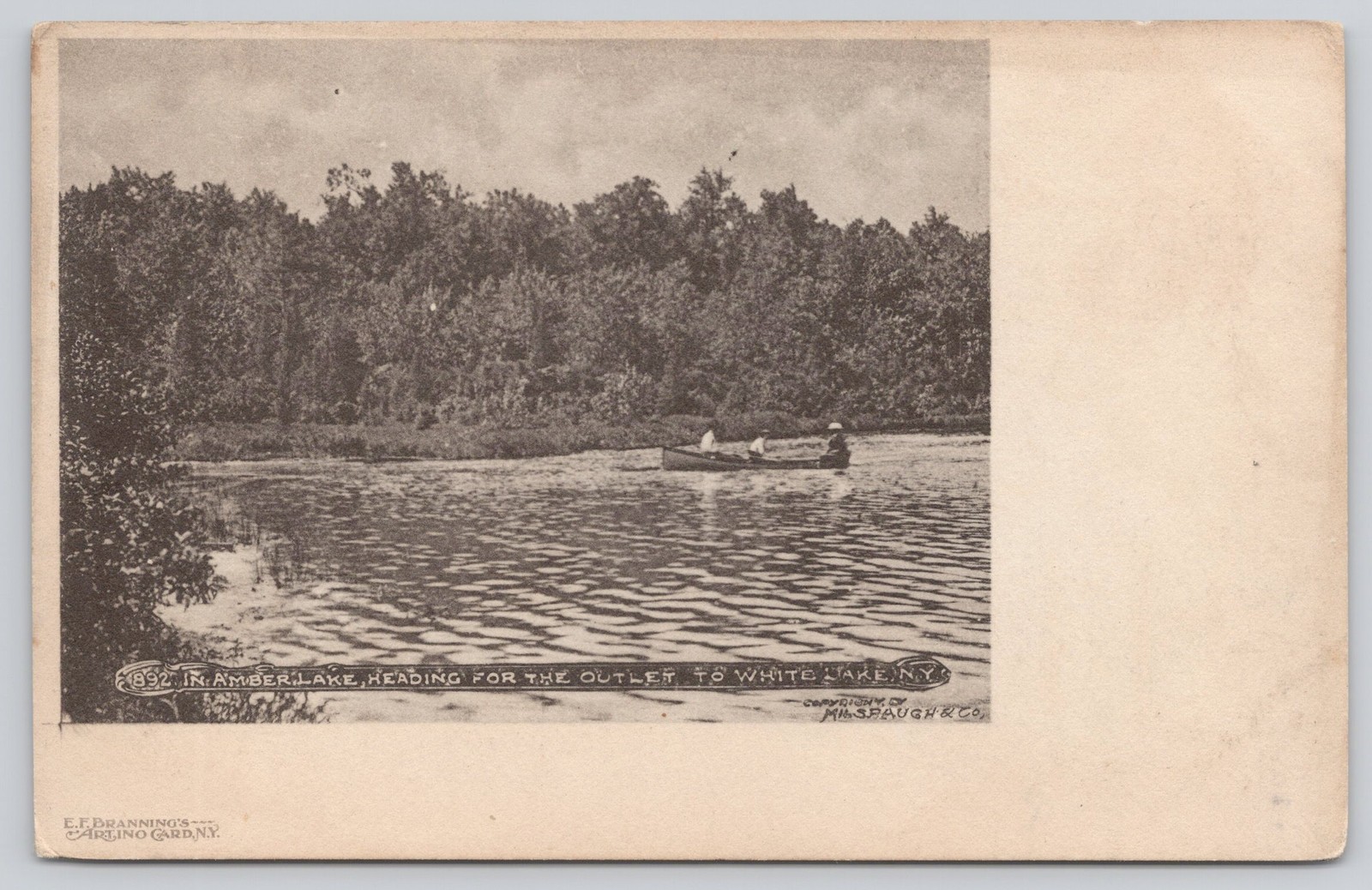 Amber Lake White Lake NY Canoe Scene Artino Antique Postcard c1905 Amber Lake White Lake NY Canoe Scene Artino Antique Postcard c1905
