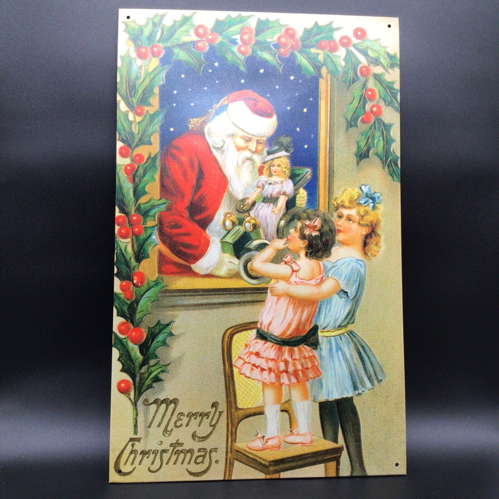 Merry Christmas  victorian style Tin Metal Sign vintage reproduction