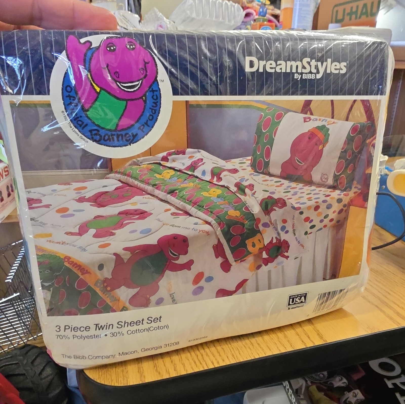 Vintage 1992 Barney 3 PIECE TWIN Bed Sheet DreamStyles NEW IN PACKAGE 