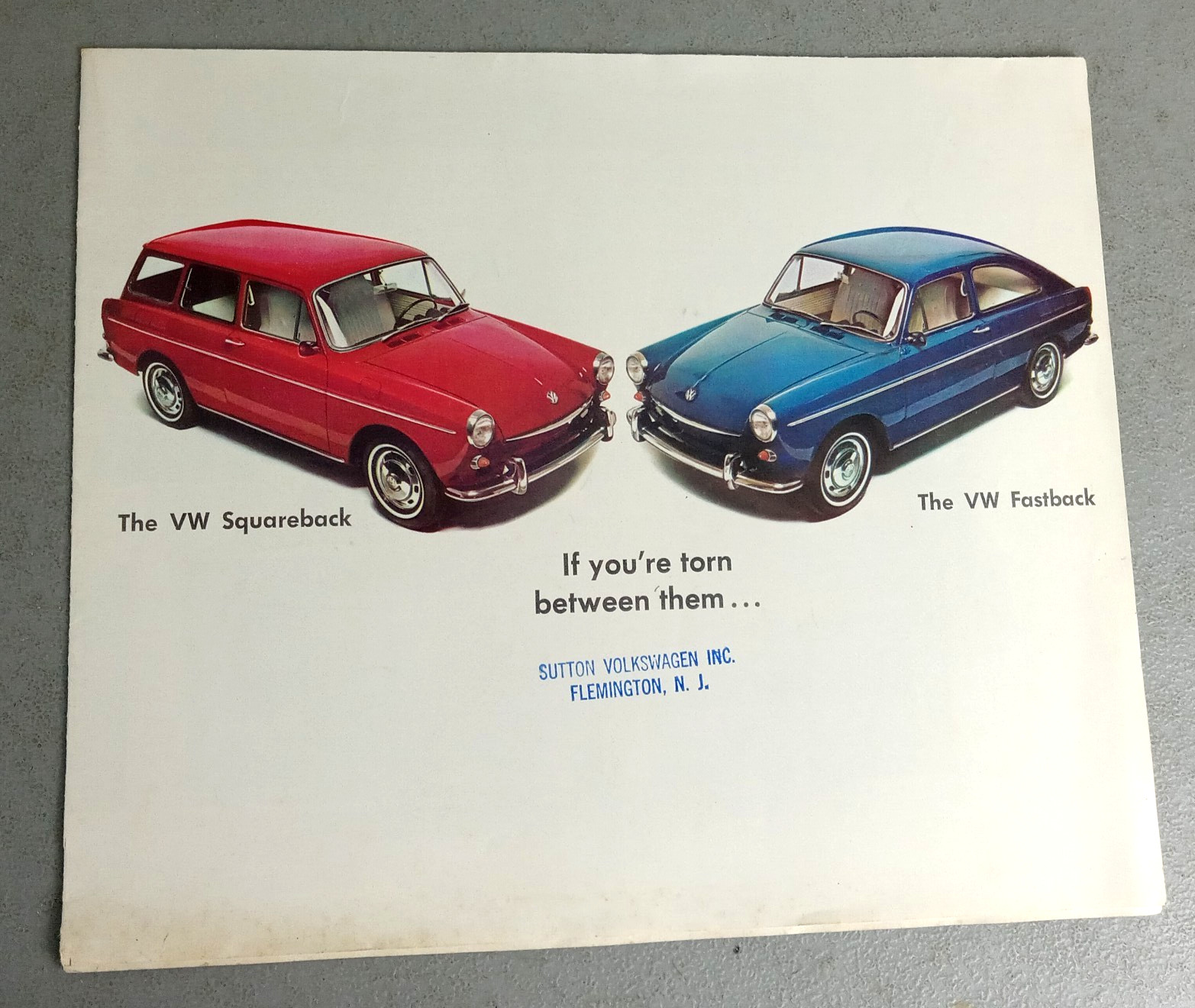 1967 Volkswagen VW Squareback Fastback Fold-Out Poster Dealer Sales Brochure