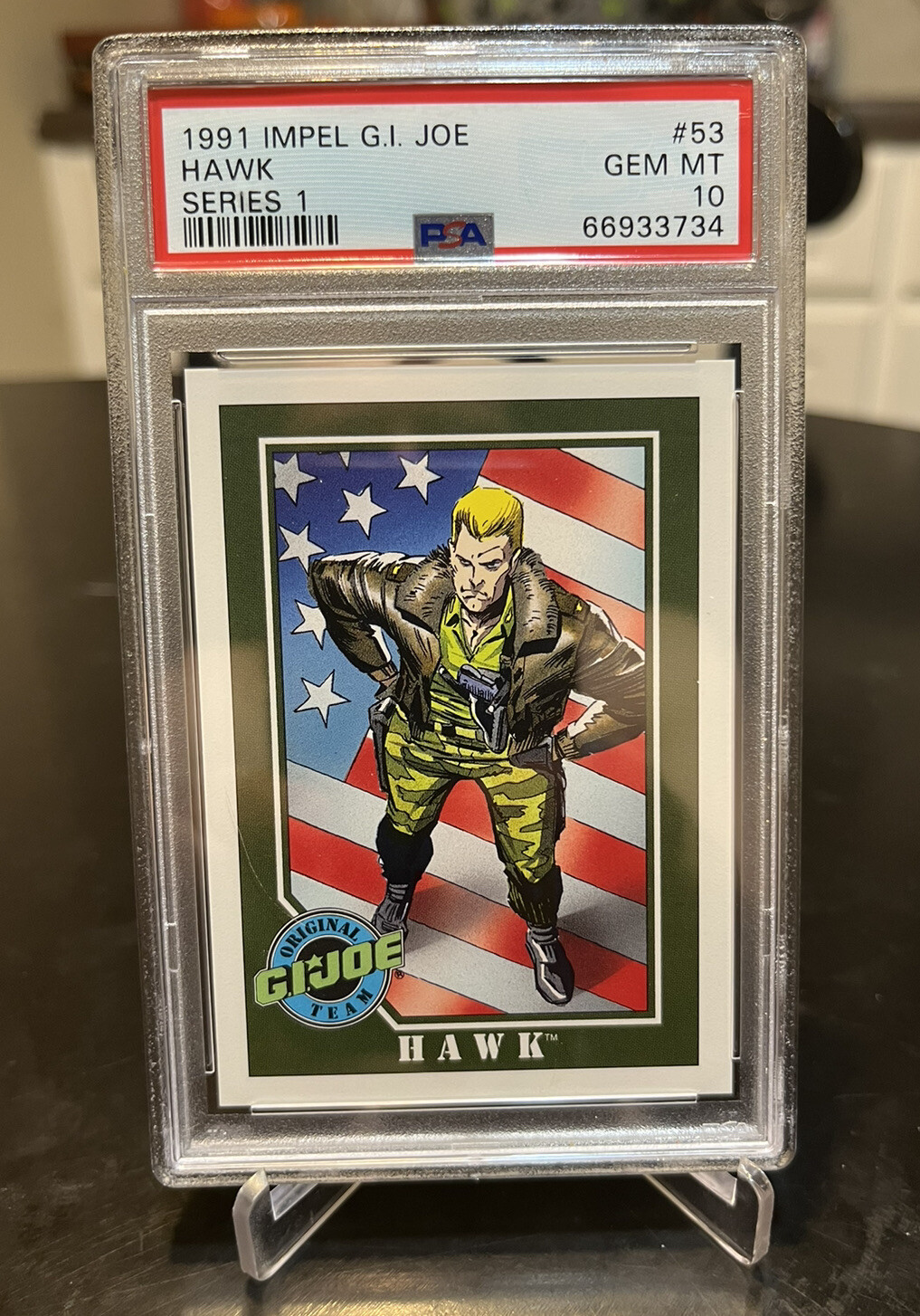 1991 IMPEL G.I. JOE - ORIGINAL TEAM SERIES 1 - HAWK #53 - PSA 10 GEM MINT 1991 IMPEL G.I. JOE - ORIGINAL TEAM SERIES 1 - HAWK #53 - PSA 10 GEM MINT