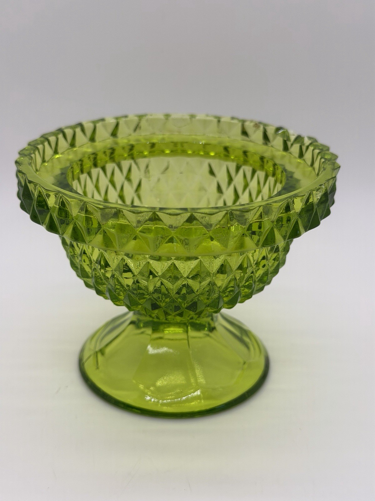 Vintage Viking Green Glass Diamond Point Fairy Lamp Base Base Only Small Chip
