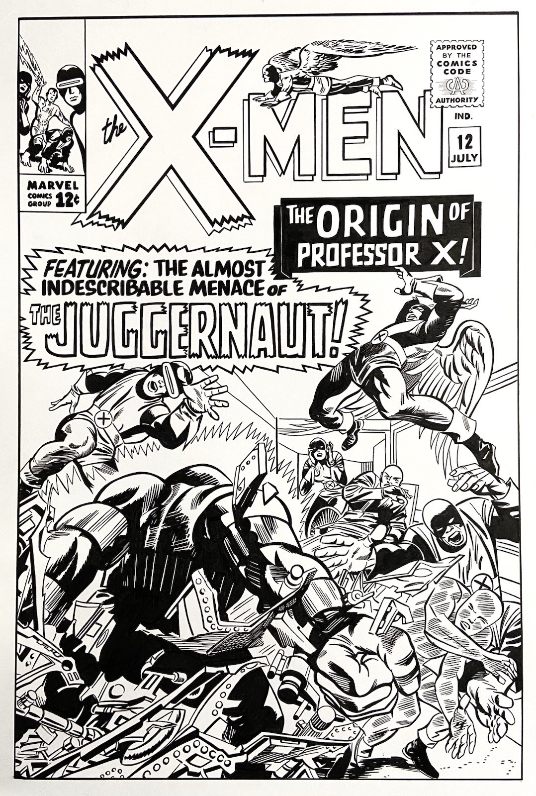 X-men #12 Hand Inked Cover Art After Jack Kirby First App. Juggernaut Marvel X-men #12 Hand Inked Cover Art After Jack Kirby First App. Juggernaut Marvel