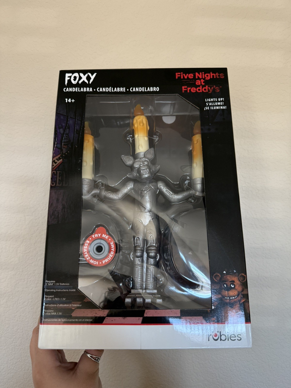 Rubie's Five Nights at Freddy's Foxy Lights Up Candelabra Silver Approx. 13 inch Rubie's Five Nights at Freddy's Foxy Lights Up Candelabra Silver Approx. 13 inch