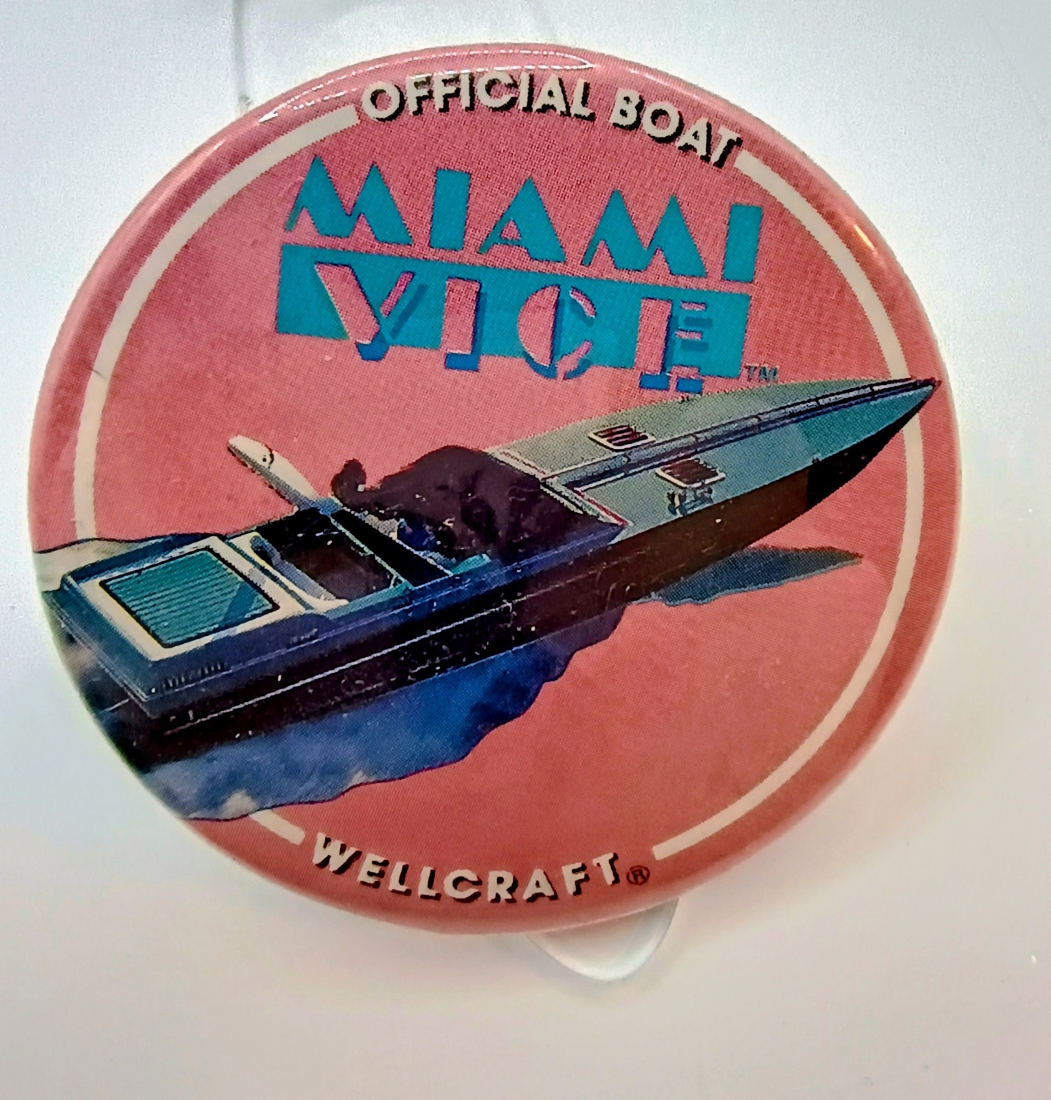 Miami Vice Speed Boat Wellcraft Boats Vintage Pinback 
